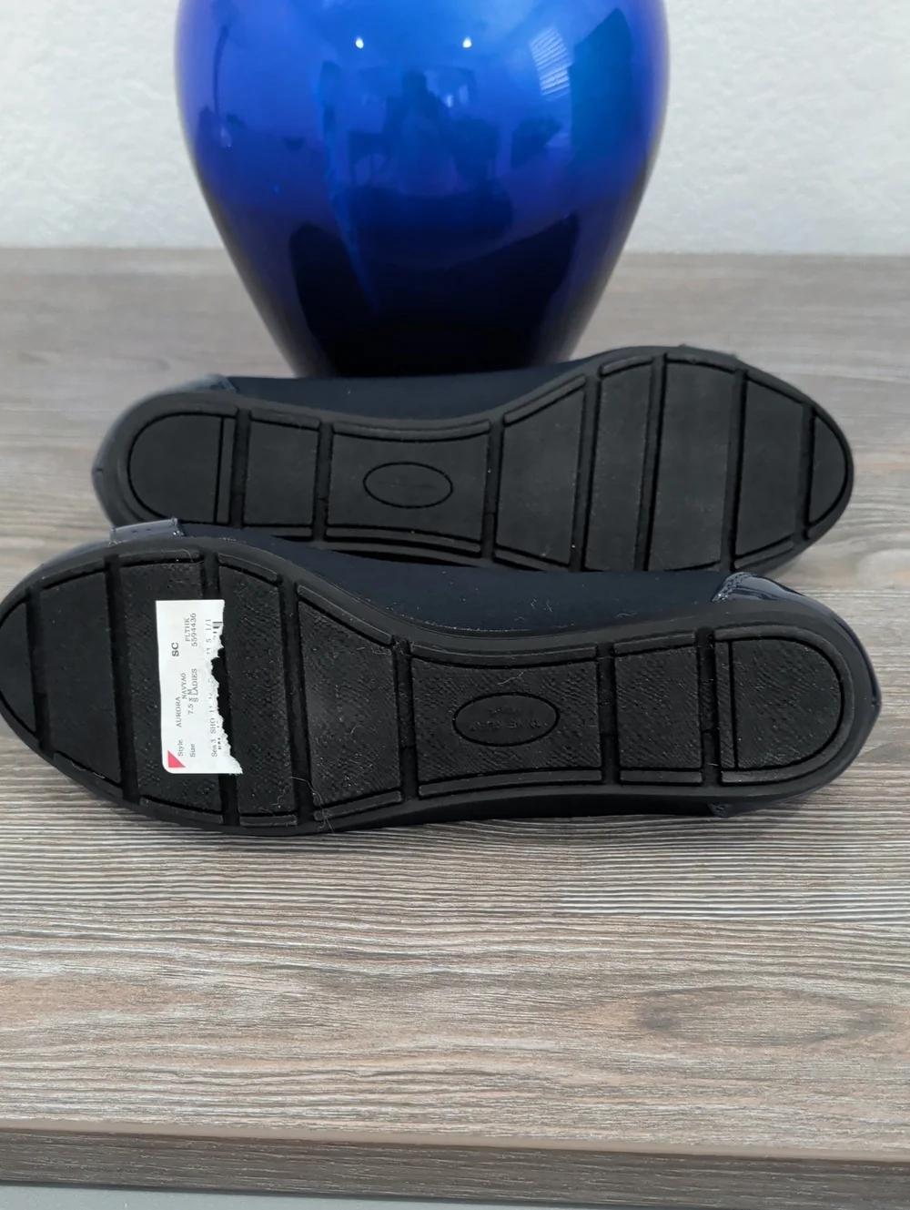 New AK Anne Klein iFlex AURORA Navy Blue Toe Cap Horsebit Ballet Flats Shoes 7.5